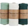 Bafumiu Set di filo macramé in cotone, 3 mm, 3 rotoli, blu, verde e bianco, corda macramé per DIY, creazione di arazzi e decorazioni Boho, filo polyester per borse uncinetto, perfetto per un macramé kit.
