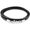VHEOKG Collana con catena in corda cerata e cordino in pelle per donna e uomo, ciondolo con chiusura a moschettone in acciaio inossidabile, collare a serpente, 40-70 cm, argento, 1 mm, 40 cm