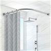 SJASD Asta Tenda Doccia Curva,201 in Acciaio Inox a Parete,Foratura a Forma di L O Senza Foratura,Regolabile Estensibile,Bagno Bathtub Bastone Tenda Doccia Angolare,70~90 X 70~90 cm