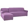 OKJK Copridivano con penisola Elasticizzato Jacquard per Soggiorno, Copridivano angolare Combinato, Lavabile in Lavatrice, Adatto alla Maggior Parte dei divani (Light Purple,Part A-A 235-300cm)