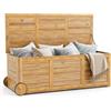 COSTWAY Baule da Esterno con Ruote 182 L, Contenitore da Giardino con Maniglia Laterale, Panca Contenitore in Legno, per Interni e Esterni, 127 x 50 x 45 cm (Modello 7)