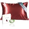 townssilk Federa seta cuscino,100% naturale seta di gelso 19momme,doppia faccia,benefica per capelli e pelle,ipoallergenica,cerniera nascosta,1 pz,50x80cm,Claret