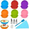 Jinsion 12 Pezzi Stampi Silicone per Crostatine e Quiche, 11 cm | con Sac à Poche, Beccucci e Pennellino, Formine per Crostatine Piccole, Antiaderente Mini Teglia Crostata Silicone per Torte