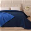 Caritex Copriletto Trapuntato Santorini per Letto Una Piazza e Mezza, in Microfibra, Bicolore e Reversibile - Trapuntino per Primavera e Autunno - 210x260 cm M608 [Blu Navy - Blu Royal]