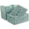 Vivikivi 4 scatole pieghevoli in plastica, impilabili, per casa, aula, ufficio, cucina, camera da letto (22 x 15 x 9 cm, blu)