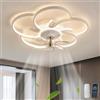 TuoyuanW Ventilatore da Soffitto con Luce in Stile Moderno Lampadario Ventilatore con Telecomando Dimmerabile Plafoniera Ventilatore 6 Velocità Reversibile per Soggiorno, Bianco