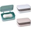 ZEACCT Set di 3 contenitori da viaggio, contenitori rettangolari a tenuta stagna con coperchi scolapiatti rimovibili, piatto in plastica per bagno e uso in viaggio (colori assortiti)