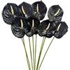 Corkwaw 8 fiori artificiali di Anthurium da 60 cm, realistici al tatto, per centrotavola da tavola, composizioni floreali e decorazioni per matrimoni (nero)