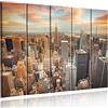 Feeby Frames Feeby Quadro Su Tela 5 Pezzi New York Tramonto Arancione 100x150 cm Tipo C Stampa Murale Fotografia Decorazione da parete Immagini Moderni per Soggiorno Camera da Letto Ufficio Cucina Blu Grau