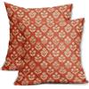 Sivirary Fodere per cuscino con stampa floreale a blocchi arancione scuro 45 x 45 cm, set di 2, motivo floreale vintage decorativo per cuscini da esterno, fodere per cuscini in stile rustico per casa