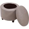 Generic Copri Pouf Rotondo 2 Pezzi Elasticizzati con Coperchio Fodera per Poggiapiedi Morbida Lavabile in Macchina Copertura Ottomana con Fondo Antiscivolo(Taupe)