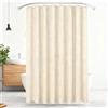 Homxi Tenda da doccia antimuffa, 80 x 200 cm, beige, tenda da doccia con peso, impermeabile, in poliestere, 230 g/m², tinta unita, per vasca da bagno con 12 anelli per tenda da doccia