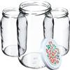 KADAX grandi barattoli in vetro 900ml Ø82 folklore - tappo a vite ermetico, per conserve, sottaceti, verdure lacto-fermentate e marmellate fatte in casa