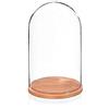 EMH Cupola di vetro media per esposizione con coperchio a campana con base in faggio naturale altezza 31 cm