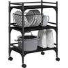 vidaXL Carrello da Cucina Rovere Nero 50 x 35 x 75.5 cm, Carrello da Cucina Mobile, in Legno, Robusto, Soluzione salvaspazio per Il Servizio Cibo
