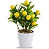 Focenat Piante artificiali in vaso albero di limone,Bonsai da frutta artificiale,Pianta artificiale decorativa di limone,Piante artificiali con frutti di limone,per casa,tavolo,ufficio,giardino