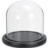 PATIKIL 6.1x5.9 Trasparente Cloche Vetro Cupola Vetro Campana Vetrina Centrotavola con Nero Legno Base per Natale Casa Decoro