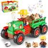 Gralal Trattore Fattoria Giochi per Bambini 1 2 3 Anni, Veicolo Musicale Push and Go con Animali, Giocattoli Montessori a Tema Animali della Fattoria, Regalo Apprendimento Precoce per Neonati