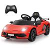 SOARS Macchina Elettrica per Bambini Lamborghini SVJ 12V con Telecomando, Auto Elettrico a Pedale e Luci LED, Veicoli con Musica, MP3, Clacson e USB, Carico 30 kg, 3-8 Anni (Rosso)
