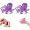 Generic 2 Pezzi Giocattolo Antistress Polpo in Gomma TPR Morbida, Squishy Trasparente con Glitter e Perle, Gioco Sensoriale Rilassante per Bambini e Adulti, Idea Regalo Divertente