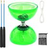 KUWUNG Diabolo LED con cuscinetto a sfera, 4,5 mm Diabolo luminoso, set giocoliere con bastoncini a mano, strumento circo a ruota libera per adulti principianti professionisti (verde)