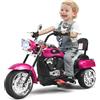SOARS Moto Elettrica per Bambini 6V a 3 Ruote con Luci LED e Suoni, Motorino Triciclo con Acceleratore a Pedale, Motocicletta con Specchietto, 3 km/h, Carico 30 kg, 3+ Anni (Fuxia)