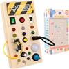 talifoca Montessori Busy Board 1 anno+, Activity Board giocattolo in legno con 8 interruttori a luce LED, giocattolo sensoriale per bambini 1-4 anni