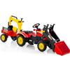 RELAX4LIFE 3 in 1 Ruspa/Trattore/Escavatore Cavalcabile per Bambini, con Pala Rimovibile e Rimorchio, 6 Ruote Robuste e Volante, per Età 3-6 Anni (Portata 35 kg) (ROSSO)