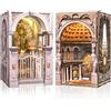 MiniCity Kit Book Nook (2 pezzi), casa delle bambole fai da te, puzzle in legno 3D, libreria con protezione antipolvere e luce LED, decorazione unica per libreria e regalo