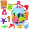 PATEMZON Giocattolo a Ventosa Sensoriale, 24 Pezzi Bagnetto Neonato Silicone Aspirazione Giocattolo con Organizzatore, Giochi Sensoriale Viaggio Montessori Educativi per Bambini 3 4 5 6 7 8 Anni