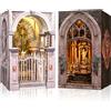 MiniCity Criolpo - Set di 2 casette del diorama per adulti, fai da te in miniatura, puzzle in legno, casa delle bambole 3D, fermalibri per libreria, decorazione con luce LED, regalo creativo per