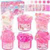 Petyuioyu Set di 6 slime rosa per bambini, burro Slime, Cloud Slime & Crystal Slime, set fai da te con accessori decorativi, giocattolo per impastare e fai da te come regalo per ragazze e ragazzi