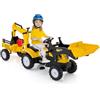 GYMAX Trattore per Bambini, Auto per Bambini con 6 Ruote, Rimorchio Rimovibile, Bulldozer NON Elettrico, Trattore da Costruzione per 3-6 Anni, Carico 35KG (Stile 1 Giallo)
