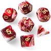 QUTHZZHY Dungeon DND - Set di 7 dadi da gioco DND, per Dungeon e Dragon, D&D, giochi di ruolo, Pathfinder, giochi da tavolo, MTG, dadi da gioco RPG, giochi da tavolo (rosso bianco + scritta dorata)