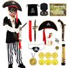 Kitimi Costume Pirata Bambino, Costume da Pirata con Pirata Bandana Toppa Bussola Borsa Orecchino, Pirata Costumi Carnevale Bambino Vestito Cosplay(S)