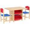 Set Tavolo e Sedie per Bambini con 4 Contenitori per Giochi in Legno e PP