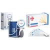 AIESI® Sfigmomanometro Manuale Professionale Aneroide modello palmare per adulti ANEROID A7# Impugnatura orientabile # Garanzia Italia 24 mesi & Abbassalingua in legno monouso STERILI