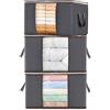 Lifewit Scatole per Vestiti, Organizer Armadio Salvaspazio, Scatole Armadio e Lenzuola con Manici Rinforzati e Finestra Trasparente, Contenitori Sottoletto, Grigio, 65L, 3 Pezzi