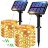 btfarm 2 Pezzi Luci Natale Esterno Solari 8+2M 80LED Catena Luminosa Esterno Solare, 8 Modalità Impermeabili Filo di Rame Lucine Natalizie Energia Solare Decorative Per Giardino Albero, Bianco Caldo