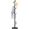 YheenLf Attaccapanni da Terra, Appendiabiti in Legno Massiccio, 8 Ganci, 3 Hauteurs, per Abbigliamento, Cappelli, Sciarpa, per Ingresso, Ufficio, 30×30×180cm, Nero