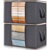 Lifewit Scatole per Vestiti, Organizer Armadio Salvaspazio, Scatole Armadio e Lenzuola con Manici Rinforzati e Finestra Trasparente, Contenitori Sottoletto, Grigio, 65L, 2 Pezzi