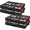 Lifewit Scatole per Scarpe con Finestra Trasparente, Contenitori Portaoggetti Pieghevole Sottoletto per Scarpe, Organizer per Scarpe con Manici Salvaspazio, Nero, 4 x 12 Paia