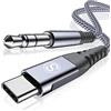 sweguard Cavo USB C a Jack 3.5mm 2M,Cavo aux USB C da 3,5 mm per cuffie, autoradio, altoparlanti, compatibile con iPhone 17, 16, 15, MacBook, iPad Pro/Air,Galaxy S26,S25,S24,S23,S22,S21, Note