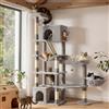 Feandrea Albero per Gatti XL, Torre Tiragraffi in Sisal, con Doppia Base | 6 Aree di Riposo, per Gatti Grandi, 105 x 45 x 188,2 cm, Grigio Tortora, Collezione CLAWFY PCT016G101