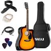 BAKAJI Chitarra Elettro-Acustica 41 Pollici con Custodia, Kit Ricambio Corde, Plettri, Cavo per Amplificatore e Tracolla, Chitarra Folk Forma Cutaway per Adulti e Principianti (Sunburst)