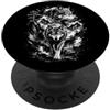 Artistic Wilderness Wolf Ritratto Nero Bianco Ink Art Style PopSockets PopGrip Adesivo
