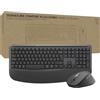 Logitech Signature Comfort Plus Combo MK880 for Business, tastiera e mouse wireless di dimensioni standard con poggiapolsi,clic silenziosi,ricevitore sicuro,Bluetooth, Windows/macOS,ITA QWERTY-Grafite