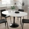 Lumivortex Tavolo da pranzo rotondo allungabile, tavolo da cucina 100/140 x 100 x 75 cm, tavolo rotondo bianco con gambe nere per 2-6 persone, moderno tavolo da pranzo allungabile per ambienti multifunzionali
