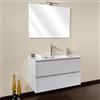 Yellowshop | Mobile Bagno Sospeso CLOE - Composizione Completa con Lavabo Ceramica e Specchio, Chiusura Soft Close, Finitura Frassino Moirè (90 cm, Composizione Completa)