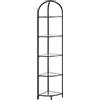 VASAGLE Libreria Angolare a 5 Livelli, Scaffale Porta Piante, Scaffale Dorato per Bagno, in Vetro Temperato, Struttura in Acciaio, Stile Moderno, per Soggiorno, Cucina, Nero Classico LGT810B61